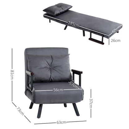 HOMCOM 4-in-1 Velvet-Feel Single Chair Bed, with Pillow Additional View 14