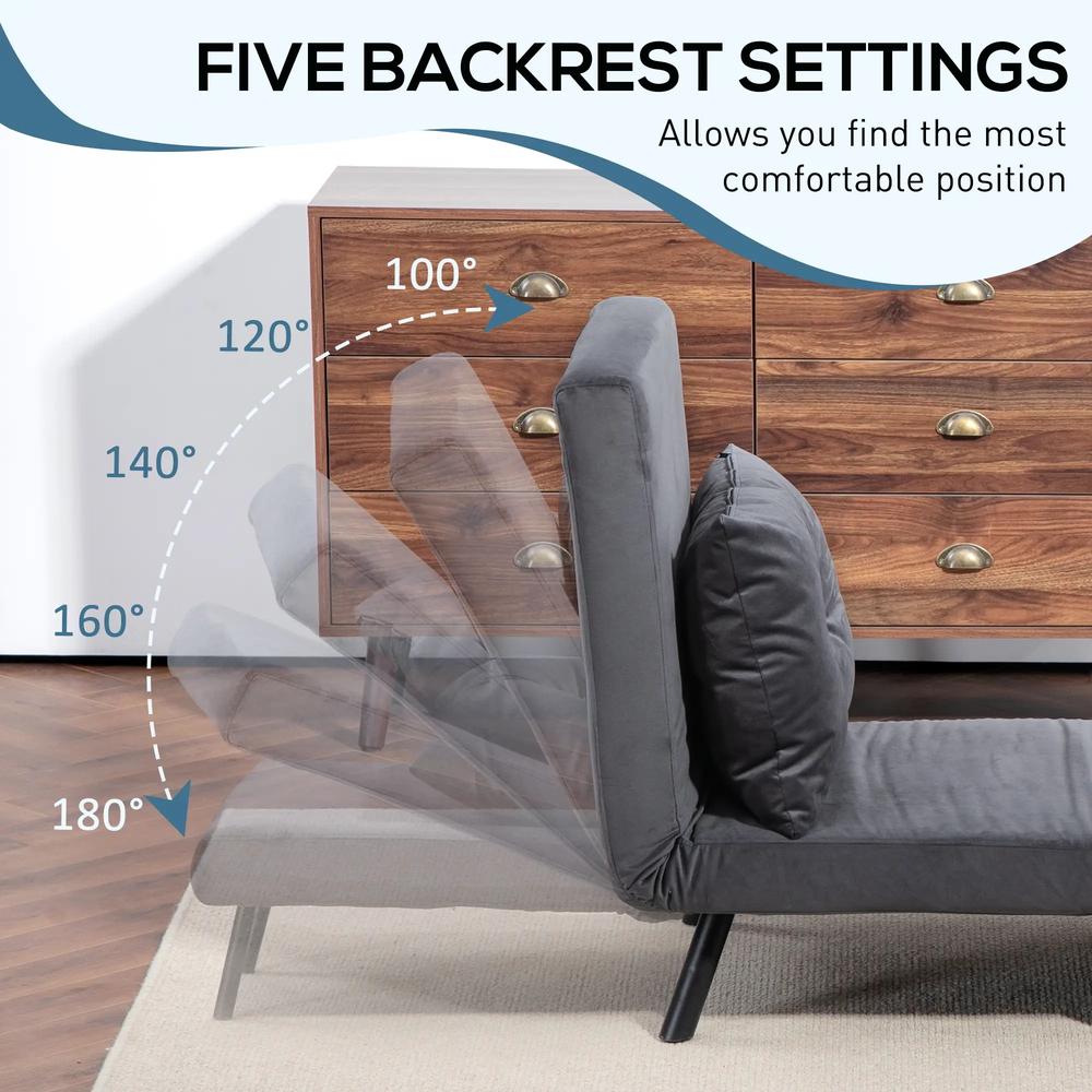 HOMCOM 4-in-1 Velvet-Feel Single Chair Bed, with Pillow Additional View 16