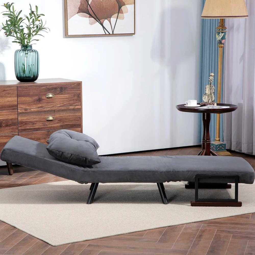 HOMCOM 4-in-1 Velvet-Feel Single Chair Bed, with Pillow Additional View 18