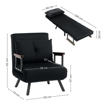 HOMCOM 4-in-1 Velvet-Feel Single Chair Bed, with Pillow Additional View 3