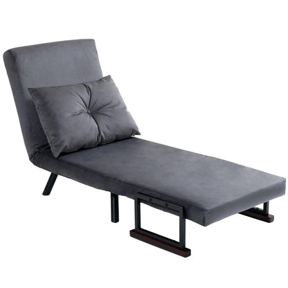 HOMCOM 4-in-1 Velvet-Feel Single Chair Bed, with Pillow Additional View 22