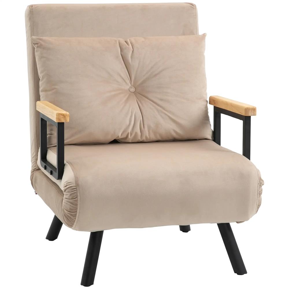 HOMCOM 4-in-1 Velvet-Feel Single Chair Bed, with Pillow Additional View 23