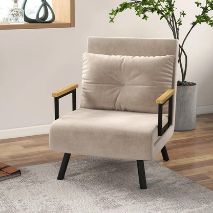 HOMCOM 4-in-1 Velvet-Feel Single Chair Bed, with Pillow Additional View 24