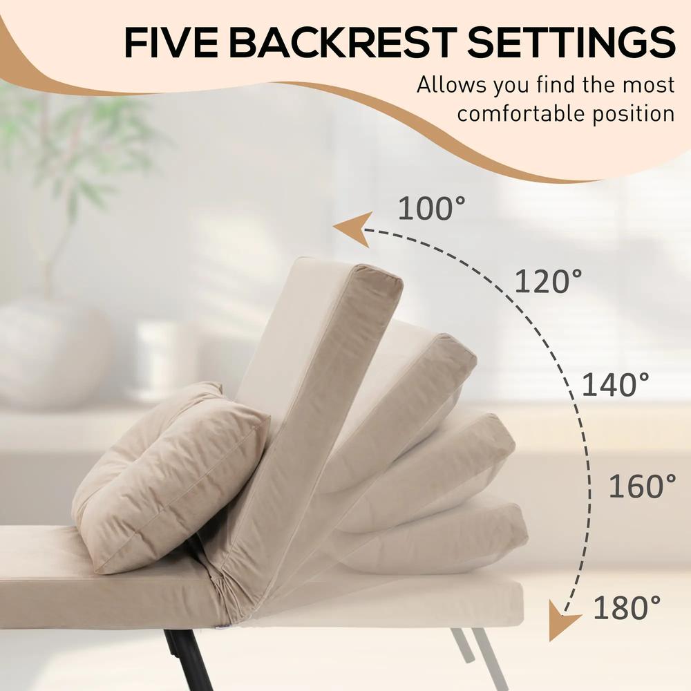 HOMCOM 4-in-1 Velvet-Feel Single Chair Bed, with Pillow Additional View 27