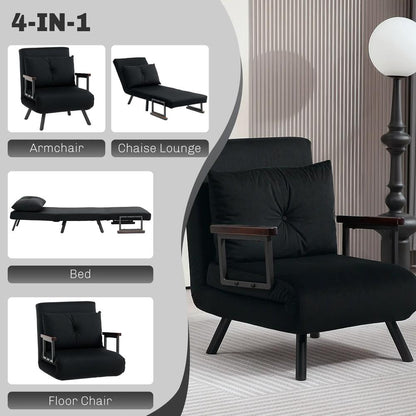HOMCOM 4-in-1 Velvet-Feel Single Chair Bed, with Pillow Additional View 4