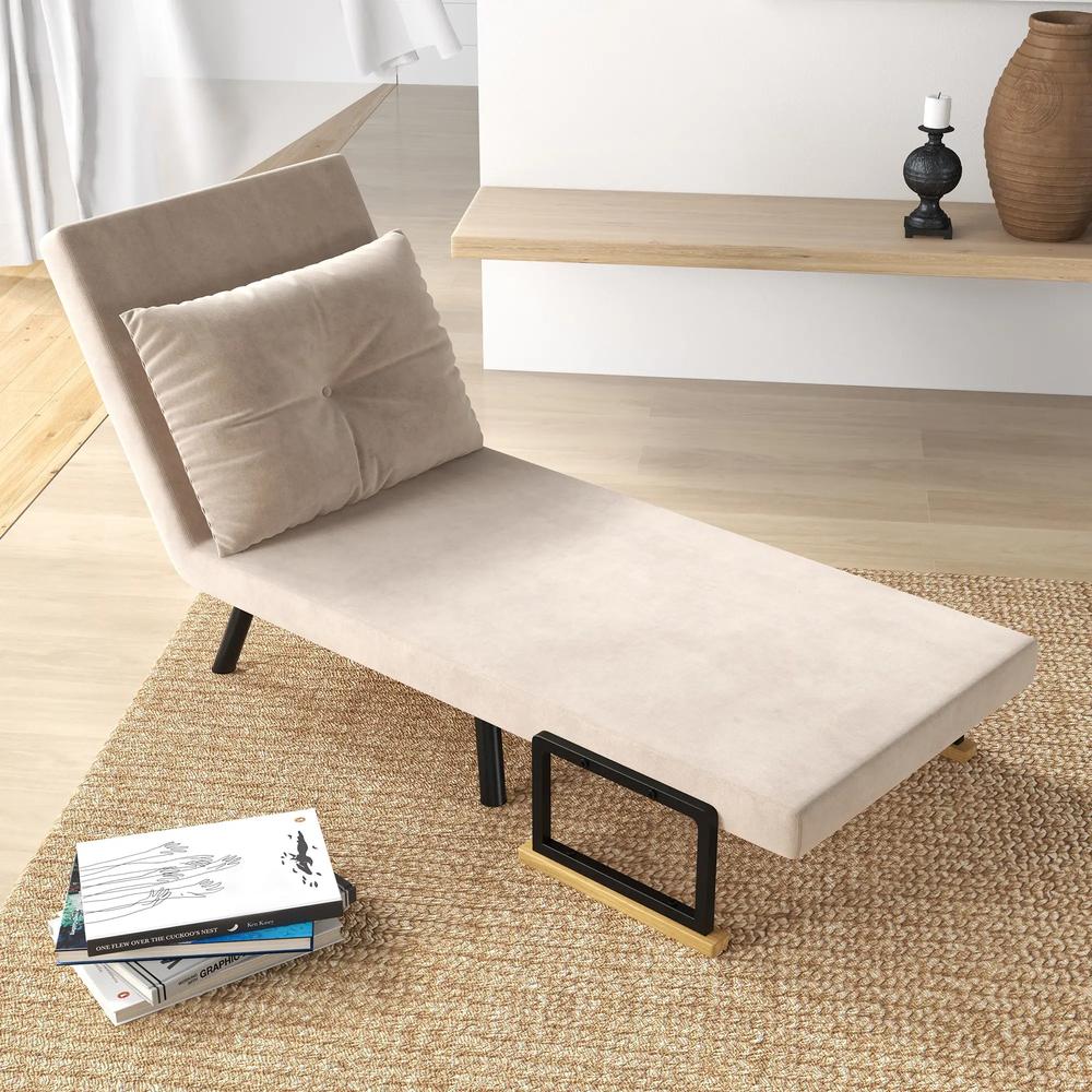 HOMCOM 4-in-1 Velvet-Feel Single Chair Bed, with Pillow Additional View 33