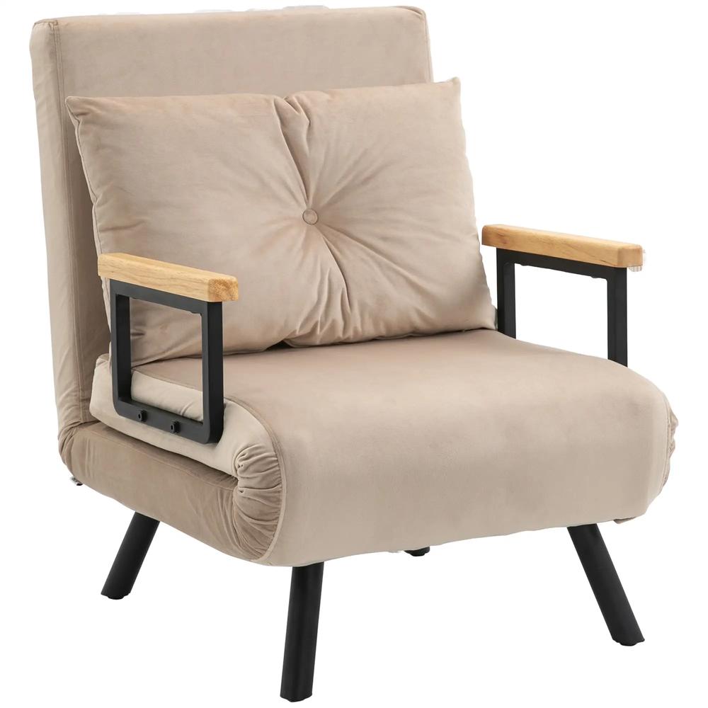 HOMCOM 4-in-1 Velvet-Feel Single Chair Bed, with Pillow Additional View 34