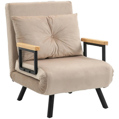 HOMCOM 4-in-1 Velvet-Feel Single Chair Bed, with Pillow Additional View 34