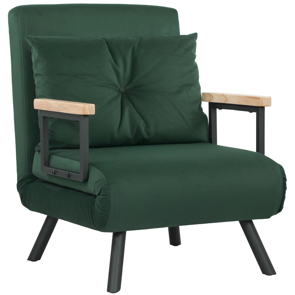 HOMCOM 4-in-1 Velvet-Feel Single Chair Bed, with Pillow Additional View 35