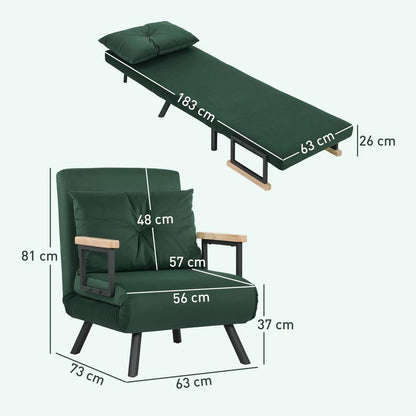 HOMCOM 4-in-1 Velvet-Feel Single Chair Bed, with Pillow Additional View 37