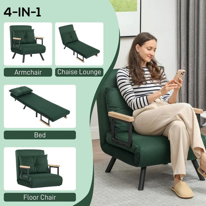 HOMCOM 4-in-1 Velvet-Feel Single Chair Bed, with Pillow Additional View 38