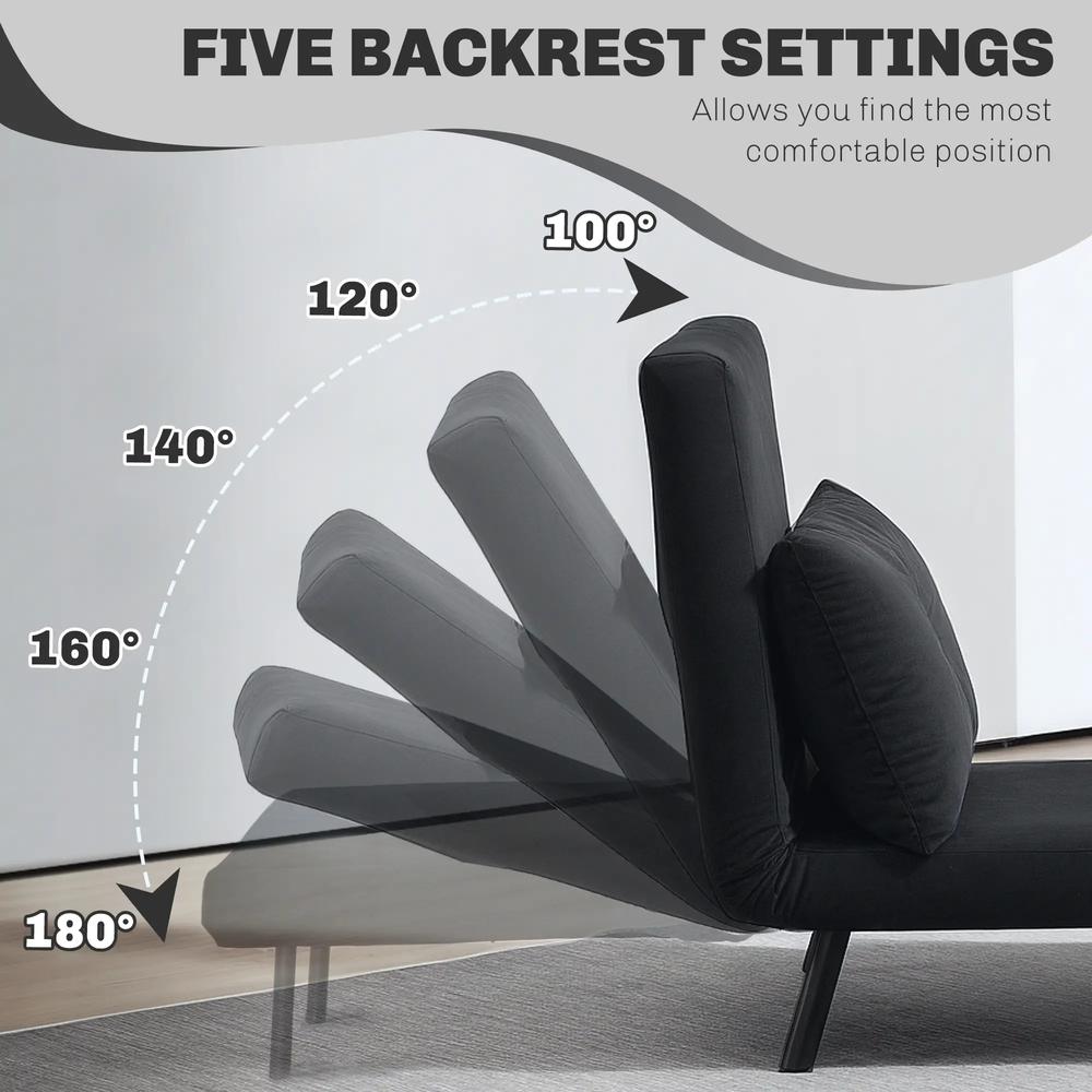 HOMCOM 4-in-1 Velvet-Feel Single Chair Bed, with Pillow Additional View 5
