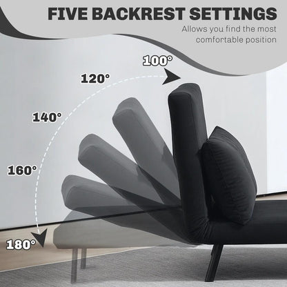HOMCOM 4-in-1 Velvet-Feel Single Chair Bed, with Pillow Additional View 5