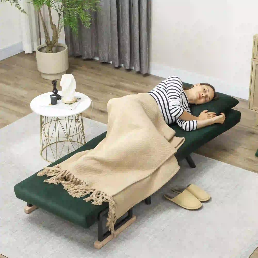 HOMCOM 4-in-1 Velvet-Feel Single Chair Bed, with Pillow Additional View 42