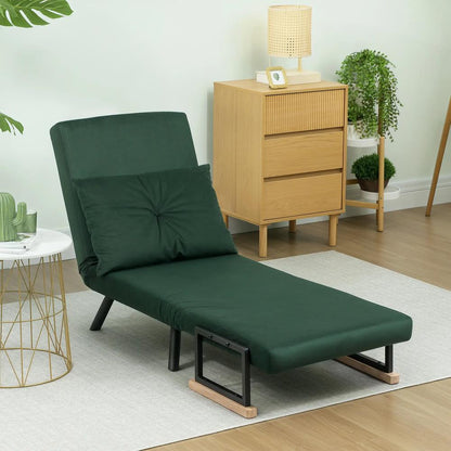 HOMCOM 4-in-1 Velvet-Feel Single Chair Bed, with Pillow Additional View 44