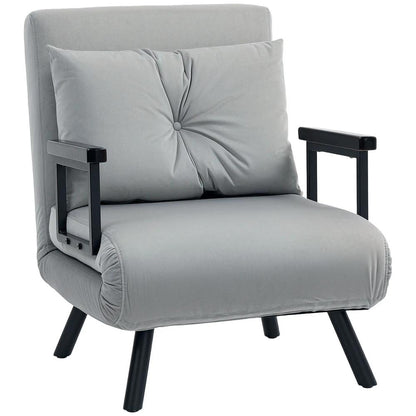 HOMCOM 4-in-1 Velvet-Feel Single Chair Bed, with Pillow Additional View 46