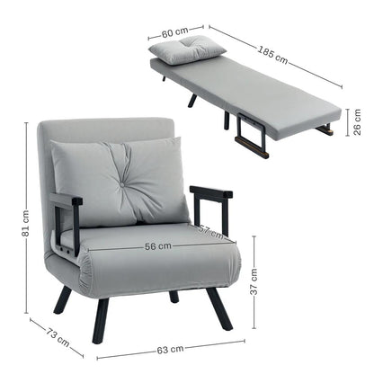 HOMCOM 4-in-1 Velvet-Feel Single Chair Bed, with Pillow Additional View 48