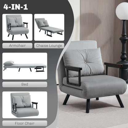 HOMCOM 4-in-1 Velvet-Feel Single Chair Bed, with Pillow Additional View 49