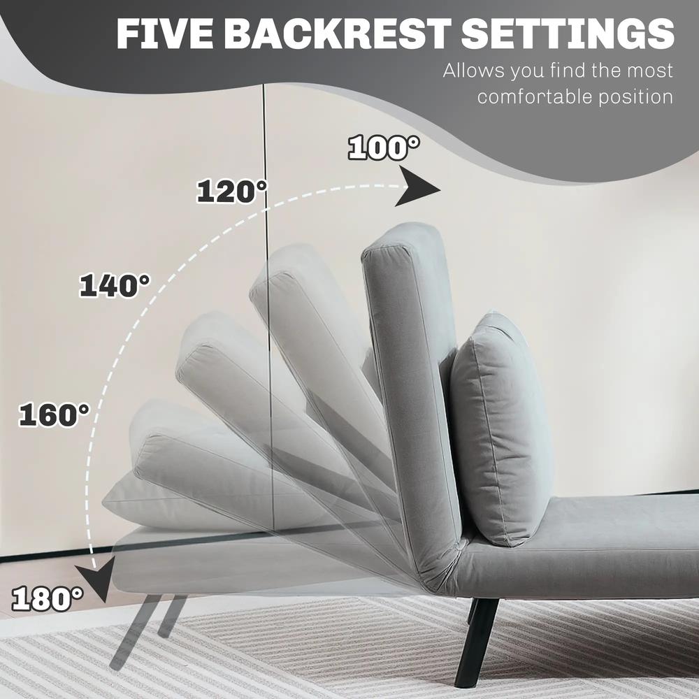 HOMCOM 4-in-1 Velvet-Feel Single Chair Bed, with Pillow Additional View 50