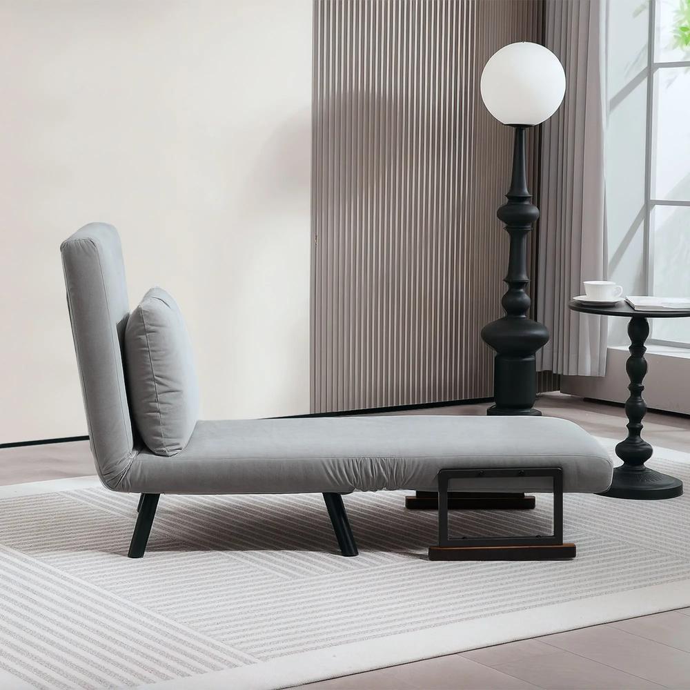 HOMCOM 4-in-1 Velvet-Feel Single Chair Bed, with Pillow Additional View 52
