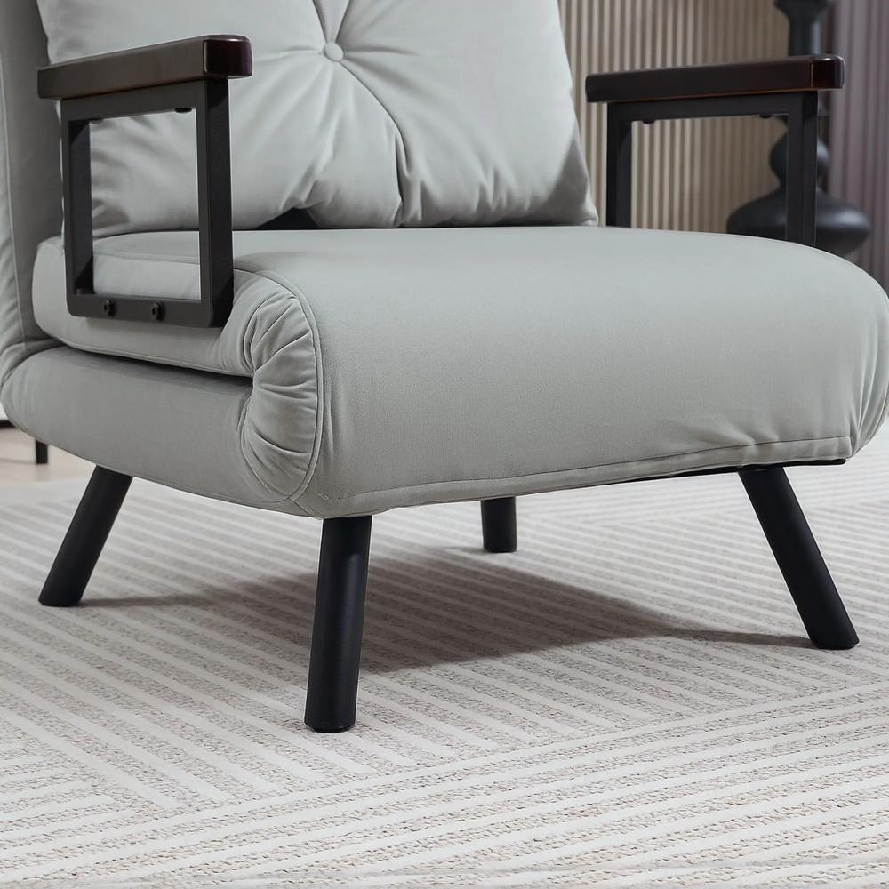 HOMCOM 4-in-1 Velvet-Feel Single Chair Bed, with Pillow Additional View 53