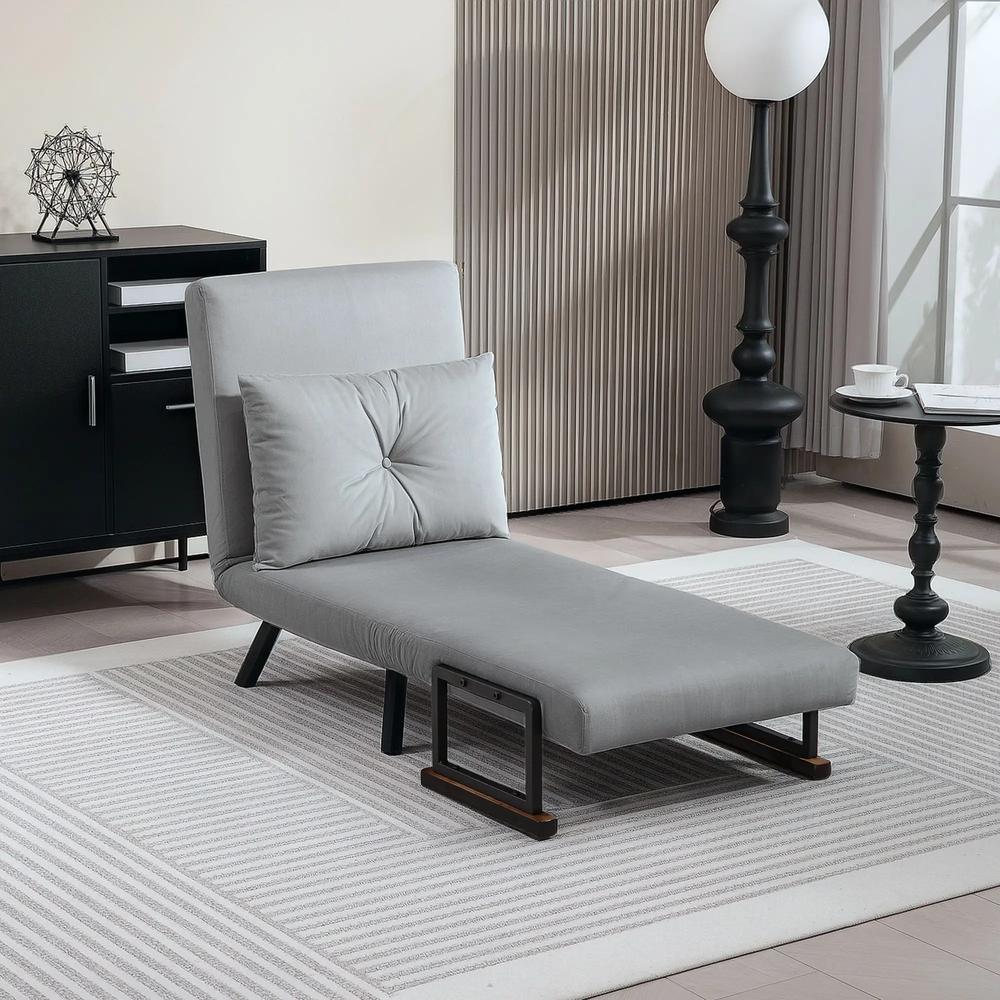 HOMCOM 4-in-1 Velvet-Feel Single Chair Bed, with Pillow Additional View 55