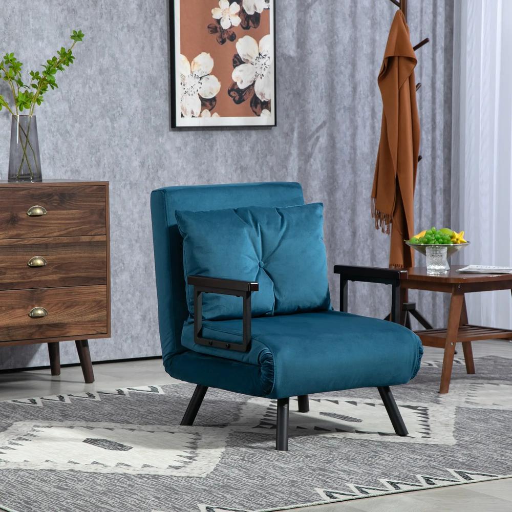 HOMCOM 4-in-1 Velvet-Feel Single Chair Bed, with Pillow Additional View 58