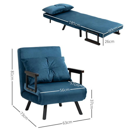 HOMCOM 4-in-1 Velvet-Feel Single Chair Bed, with Pillow Additional View 59