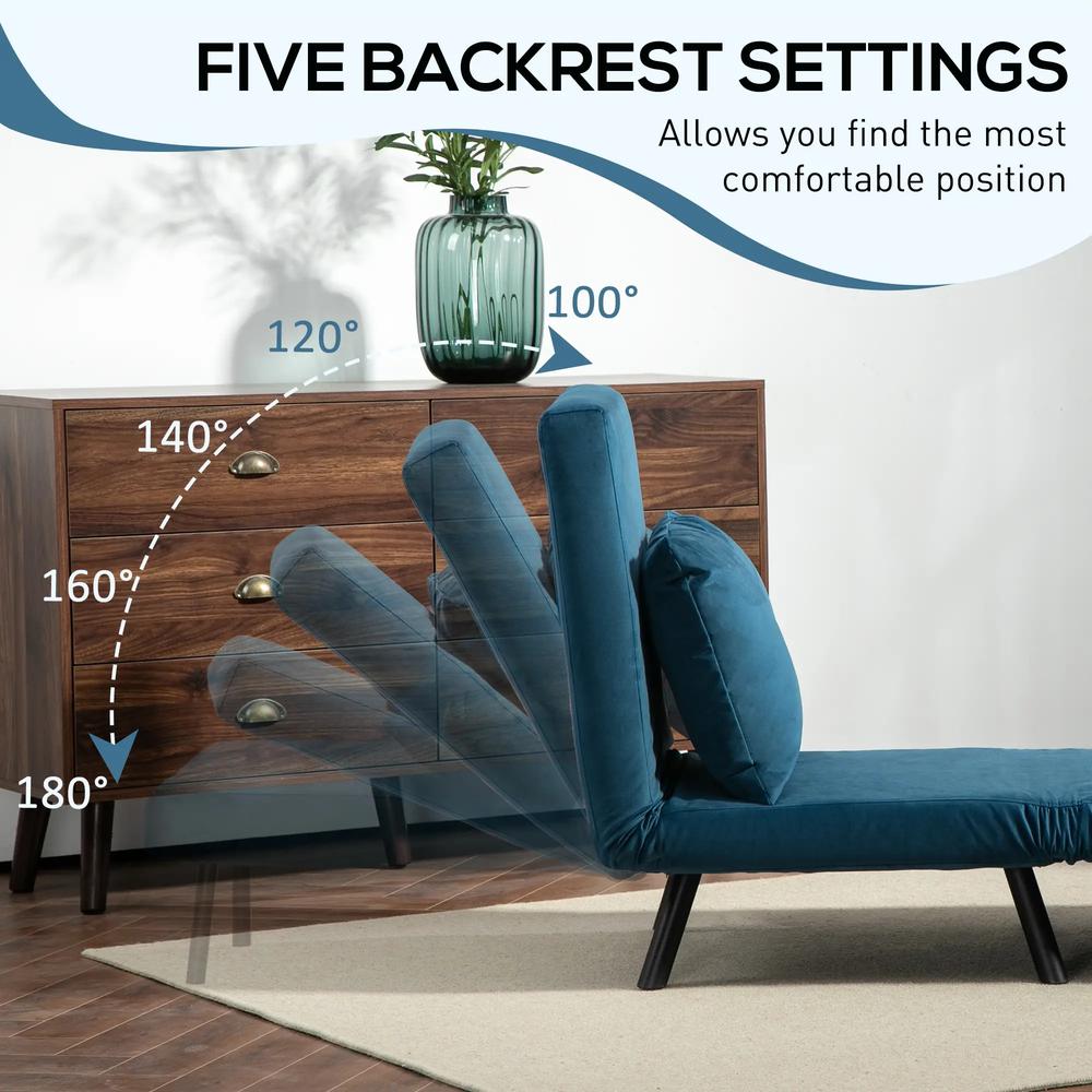 HOMCOM 4-in-1 Velvet-Feel Single Chair Bed, with Pillow Additional View 61