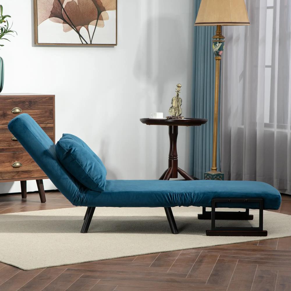 HOMCOM 4-in-1 Velvet-Feel Single Chair Bed, with Pillow Additional View 63