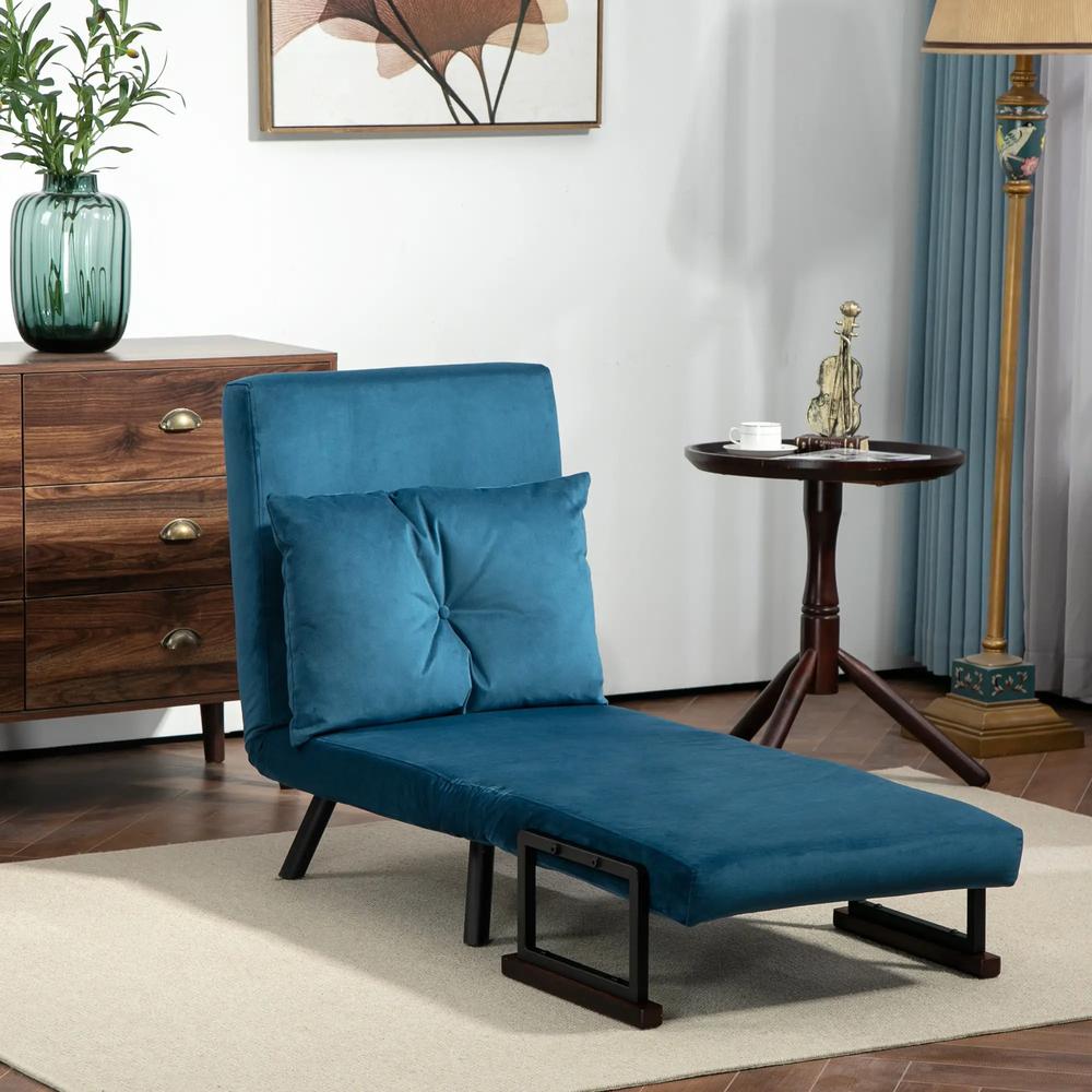 HOMCOM 4-in-1 Velvet-Feel Single Chair Bed, with Pillow Additional View 66