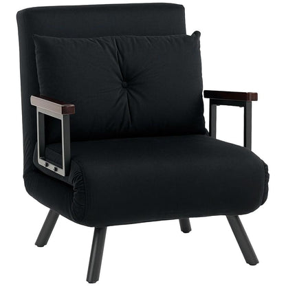 HOMCOM 4-in-1 Velvet-Feel Single Chair Bed, with Pillow