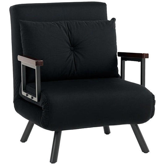 HOMCOM 4-in-1 Velvet-Feel Single Chair Bed, with Pillow
