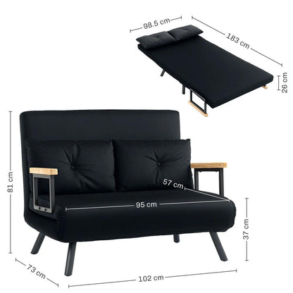 HOMCOM 4-in-1 Velvet-Feel Double Sofa Bed, with Pillows Additional View 14