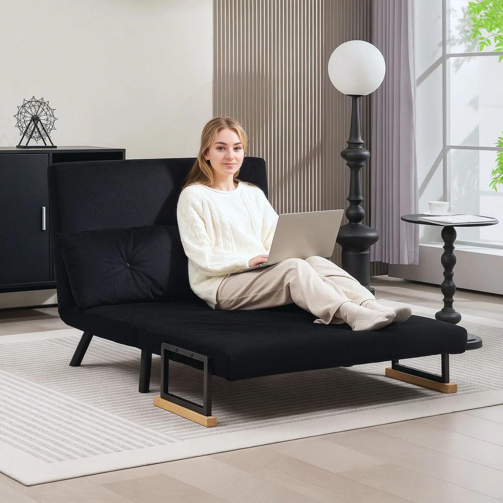 HOMCOM 4-in-1 Velvet-Feel Double Sofa Bed, with Pillows Additional View 19