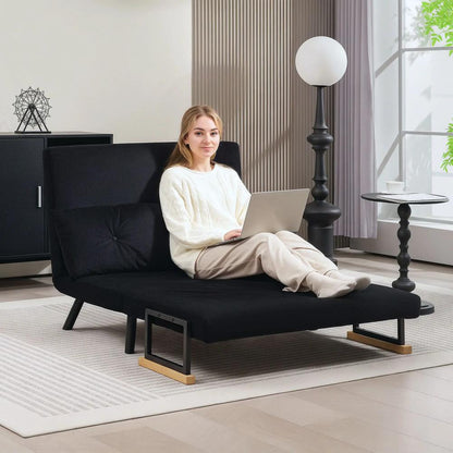HOMCOM 4-in-1 Velvet-Feel Double Sofa Bed, with Pillows Additional View 19