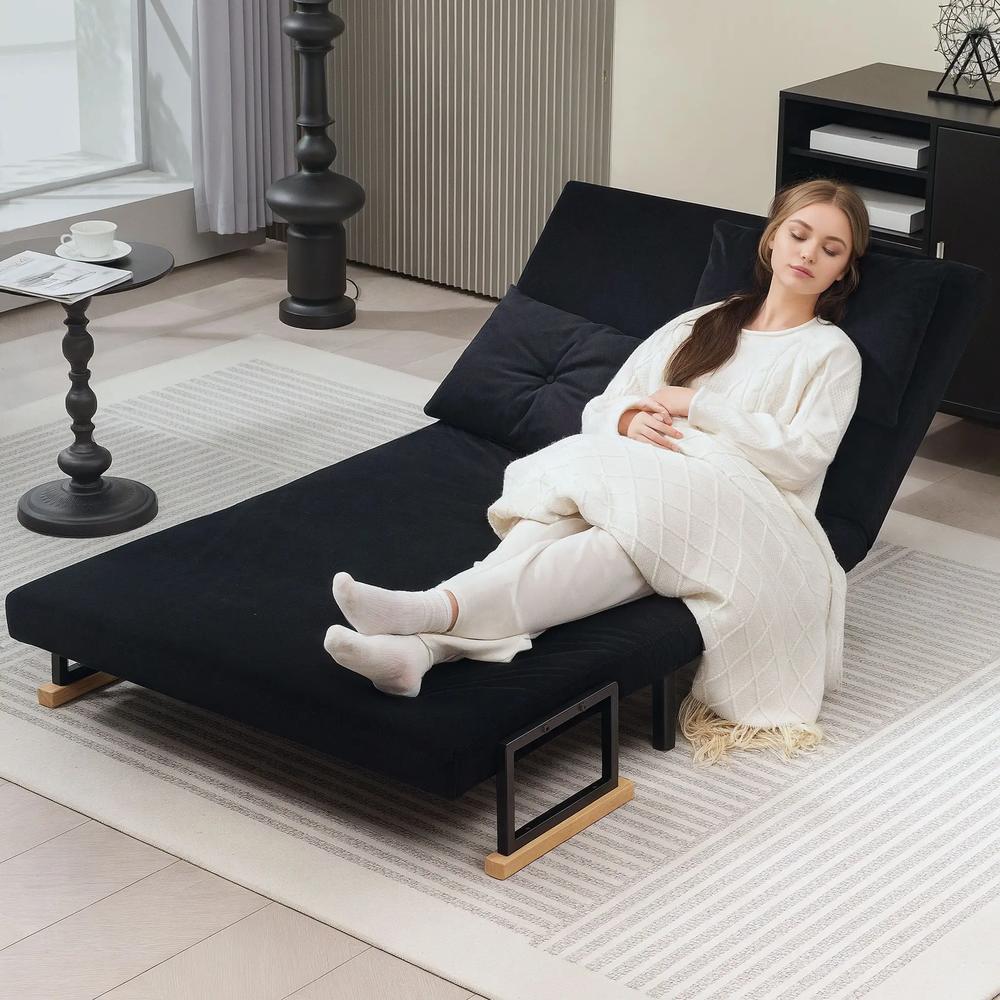 HOMCOM 4-in-1 Velvet-Feel Double Sofa Bed, with Pillows Additional View 20