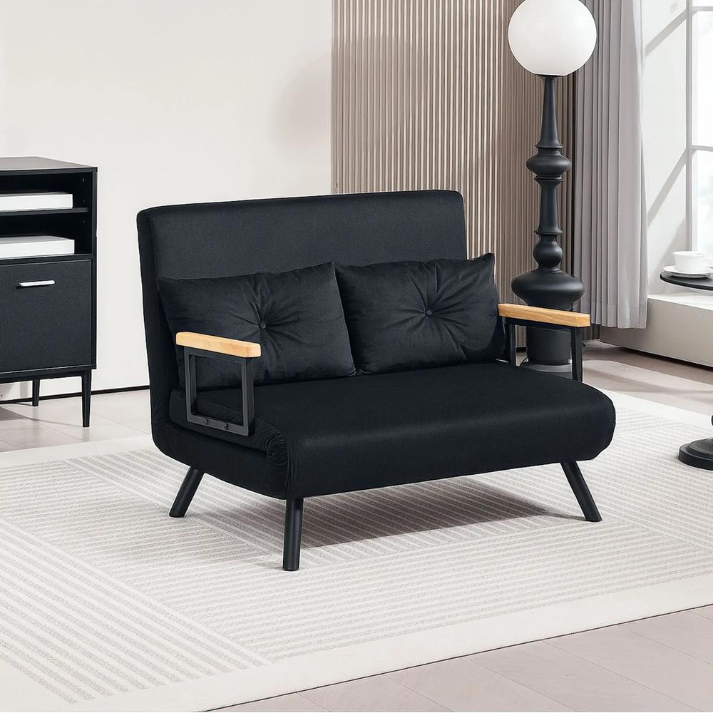 HOMCOM 4-in-1 Velvet-Feel Double Sofa Bed, with Pillows Additional View 22