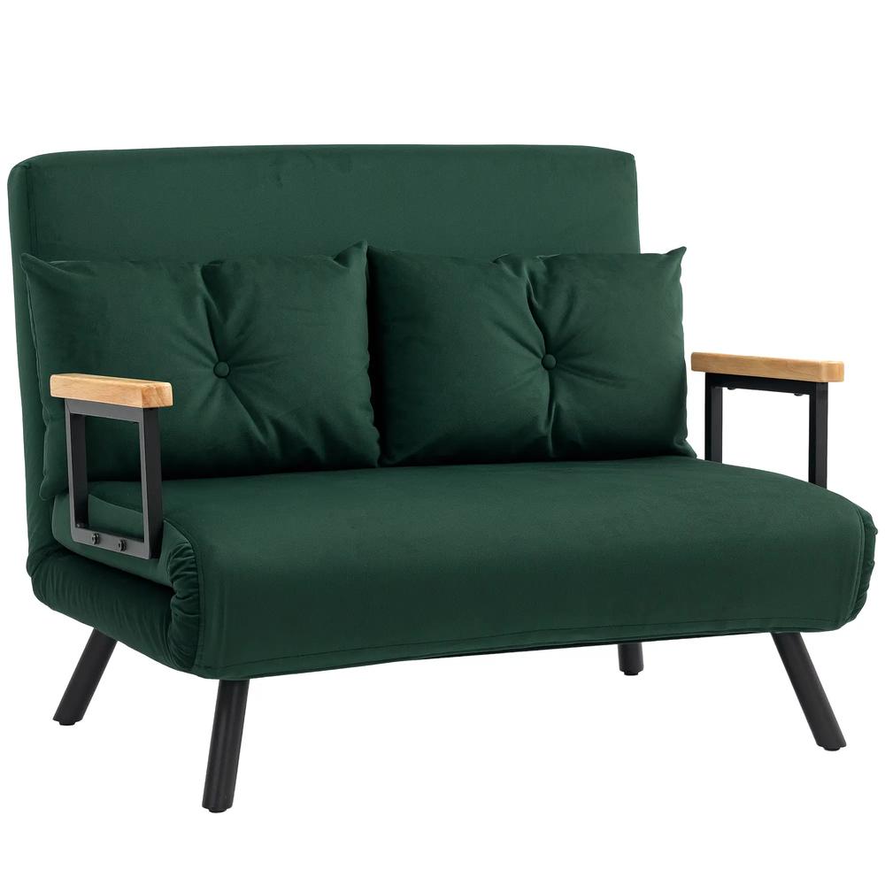 HOMCOM 4-in-1 Velvet-Feel Double Sofa Bed, with Pillows Additional View 24