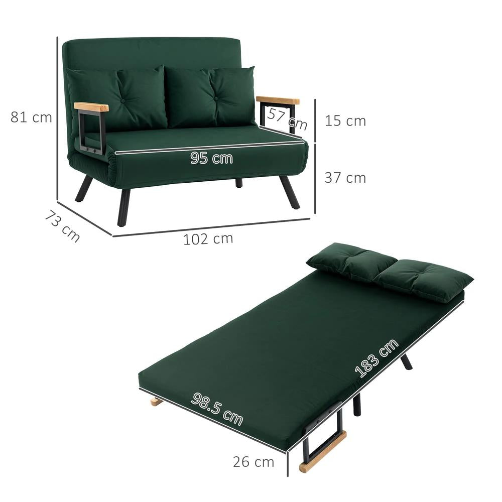 HOMCOM 4-in-1 Velvet-Feel Double Sofa Bed, with Pillows Additional View 26