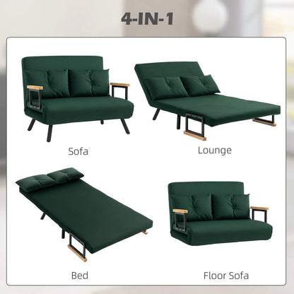 HOMCOM 4-in-1 Velvet-Feel Double Sofa Bed, with Pillows Additional View 27