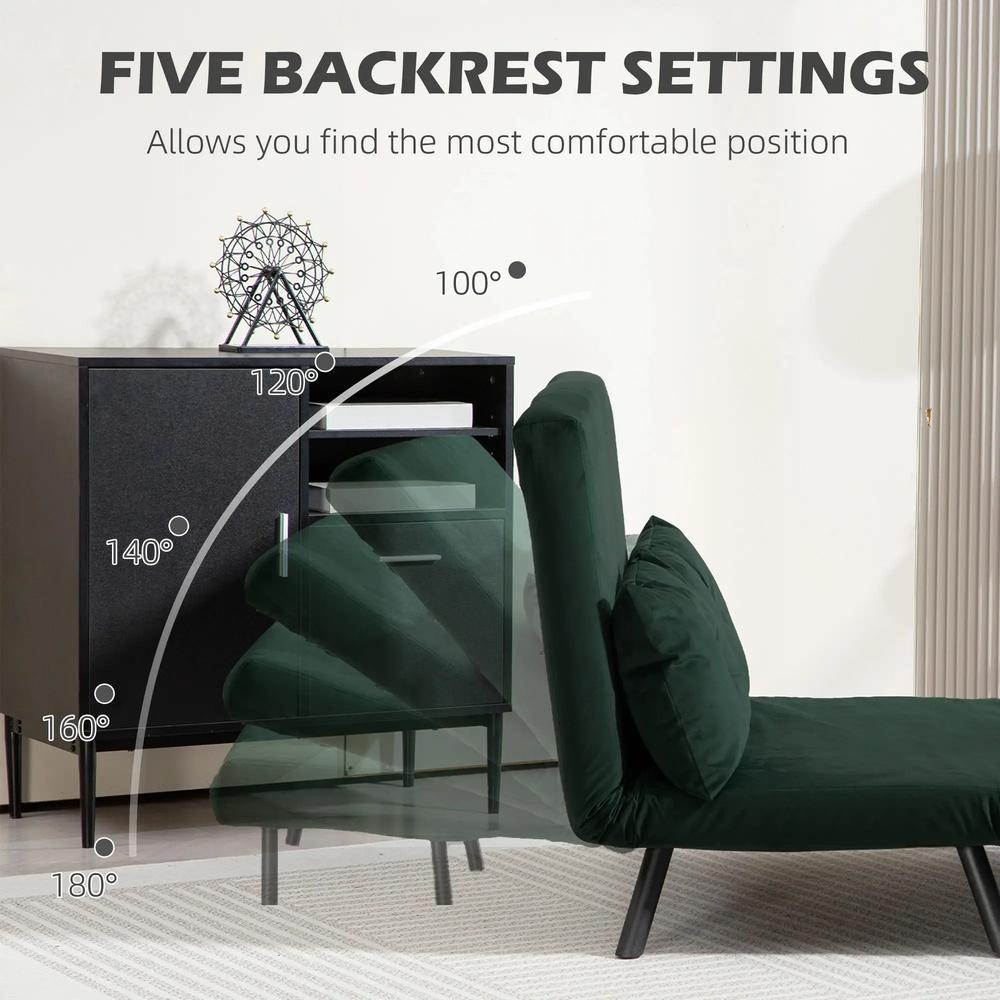 HOMCOM 4-in-1 Velvet-Feel Double Sofa Bed, with Pillows Additional View 28