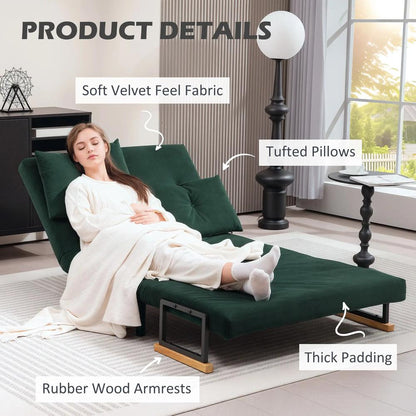 HOMCOM 4-in-1 Velvet-Feel Double Sofa Bed, with Pillows Additional View 29