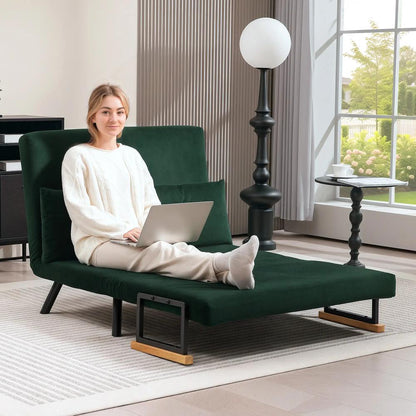 HOMCOM 4-in-1 Velvet-Feel Double Sofa Bed, with Pillows Additional View 30