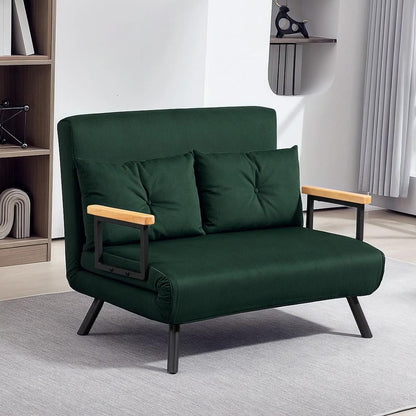 HOMCOM 4-in-1 Velvet-Feel Double Sofa Bed, with Pillows Additional View 34