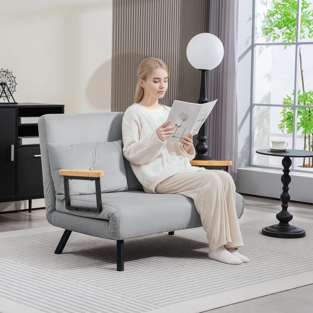 HOMCOM 4-in-1 Velvet-Feel Double Sofa Bed, with Pillows Additional View 37