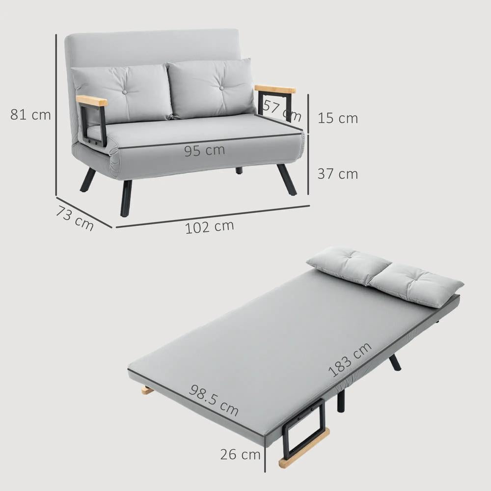 HOMCOM 4-in-1 Velvet-Feel Double Sofa Bed, with Pillows Additional View 38
