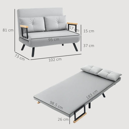 HOMCOM 4-in-1 Velvet-Feel Double Sofa Bed, with Pillows Additional View 38