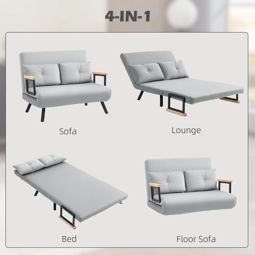 HOMCOM 4-in-1 Velvet-Feel Double Sofa Bed, with Pillows Additional View 39