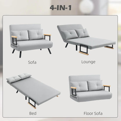 HOMCOM 4-in-1 Velvet-Feel Double Sofa Bed, with Pillows Additional View 39